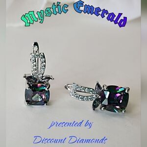 C Multi Color Zircon with Clear White Zircon 925 Silver Leverback Earrings